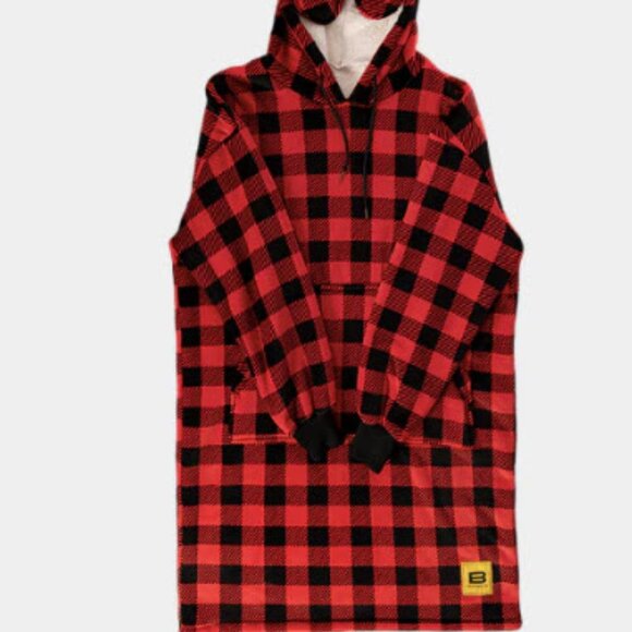 Big Blanket Co. Hideout Hoodie in Red and Black BuffaloPlaid Size Oversized M - Picture 1 of 5